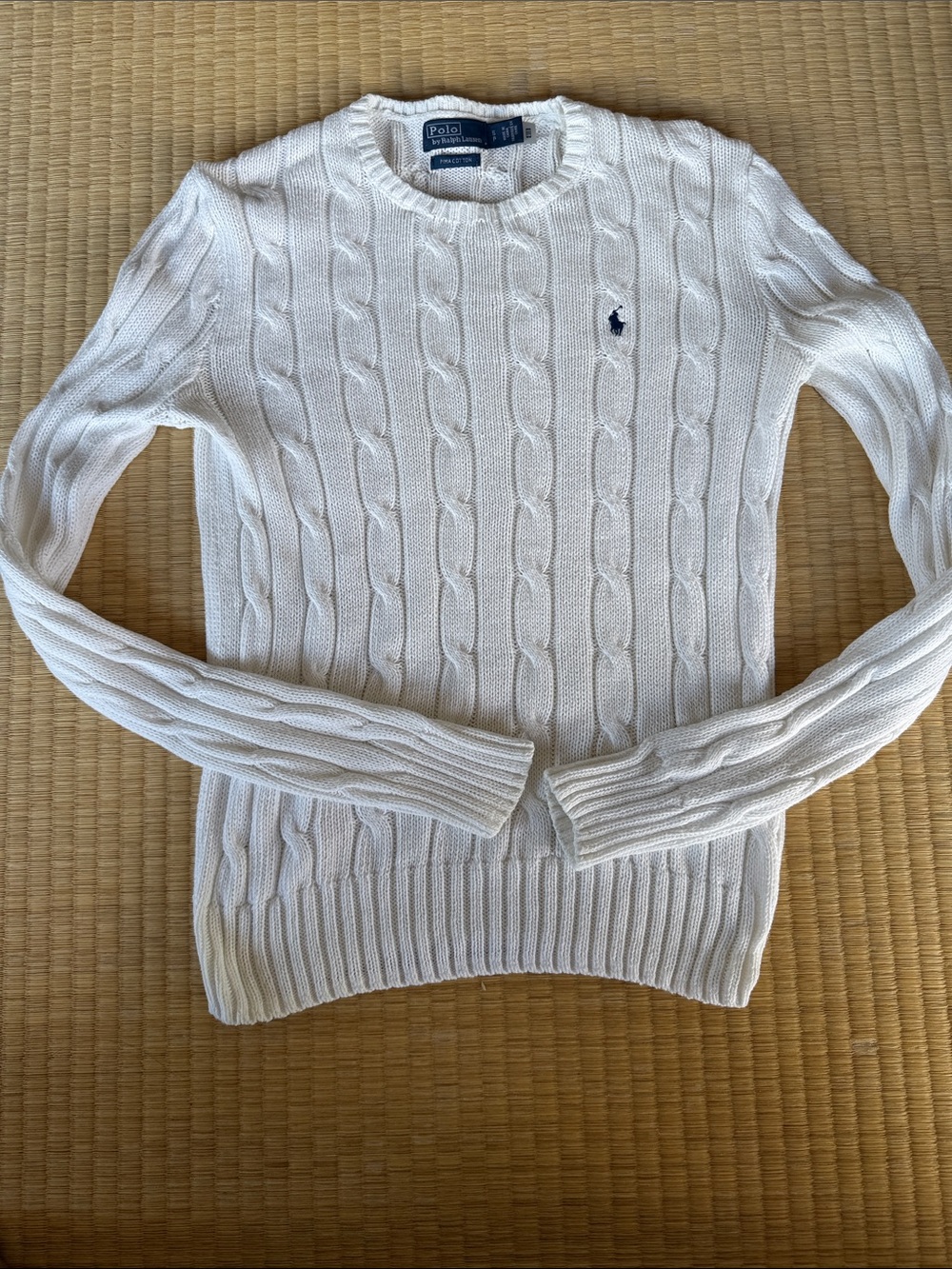 Polo by Ralph Lauren White Cable-Knit Crewneck Sweater